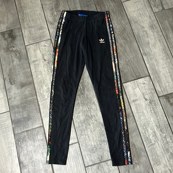 Adidas X The FARM Jardim Agharta Leggings Women’s XS black mixed print pant - Picture 2 of 8